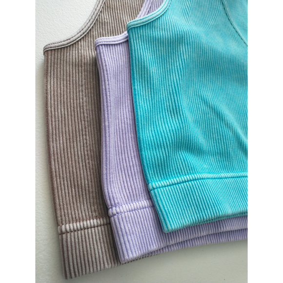 Lavender Washed Ribbed Racerback Tank Top - Picture 6 of 9